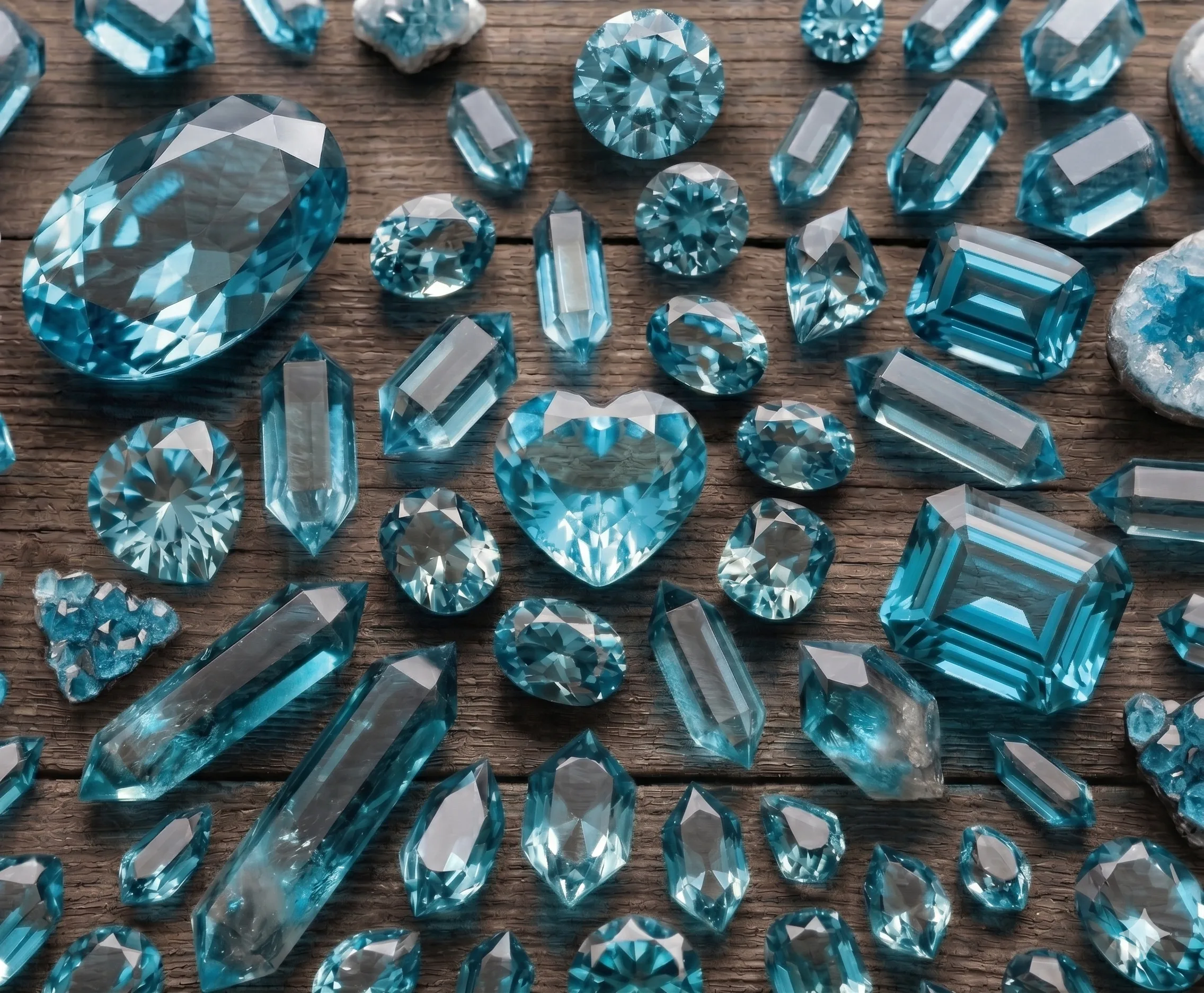 Natural aquamarine stones , Odyssey by Silver