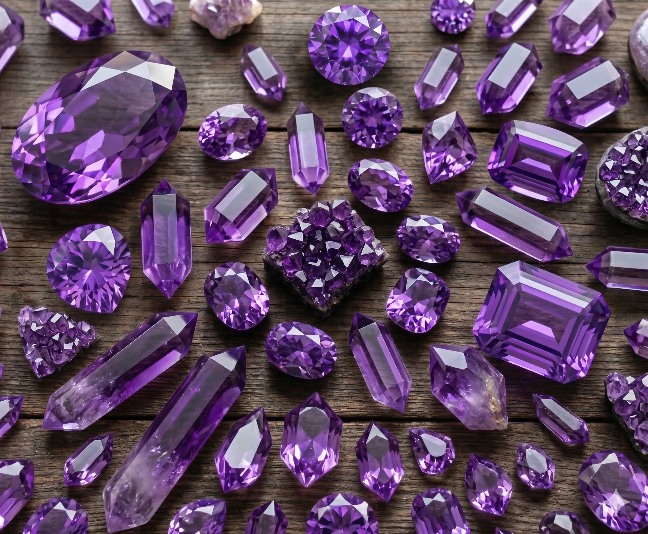 Natural amethyst stones , Odyssey by Silver