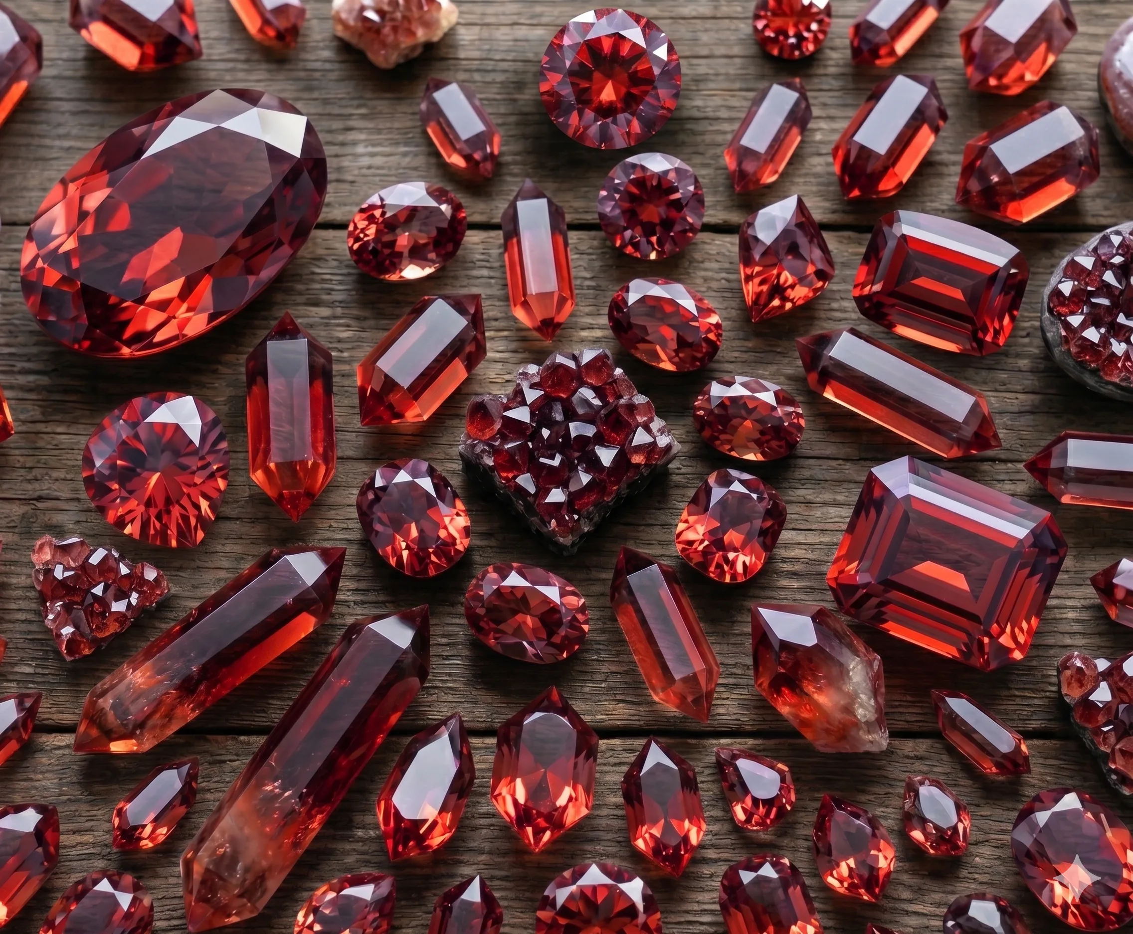 Natural garnet stones , Odyssey by Silver