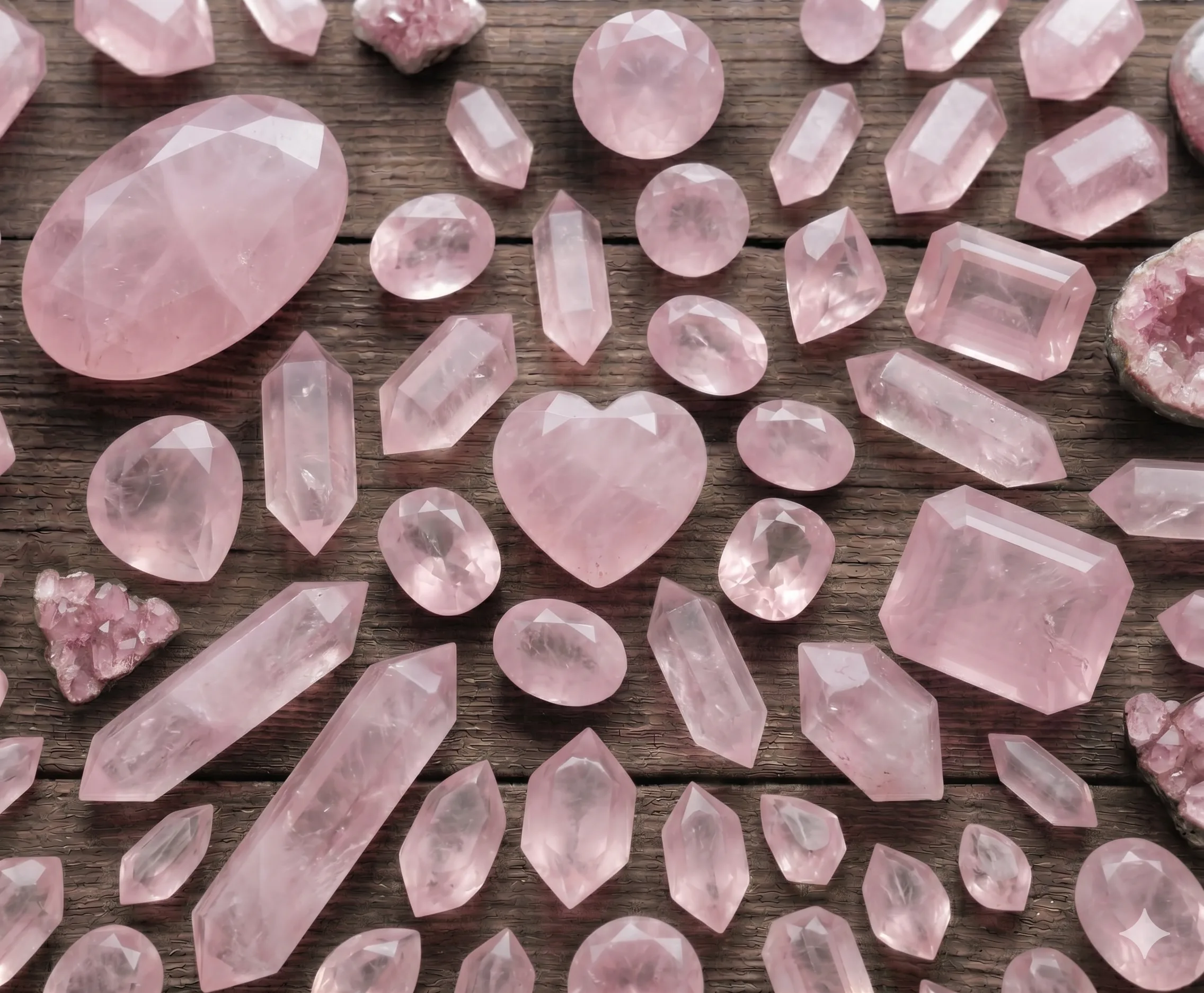 Natural pink quartz stones , Odyssey by Silver