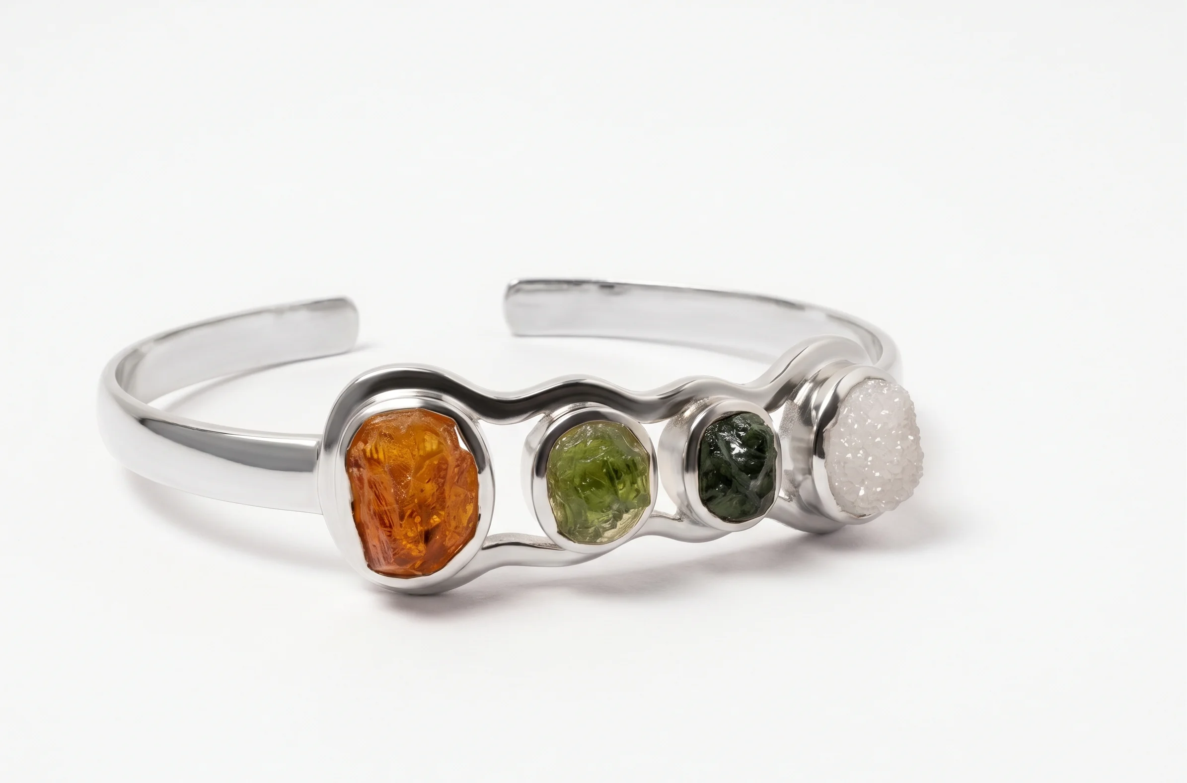 Rough Stone Silver Bracelet