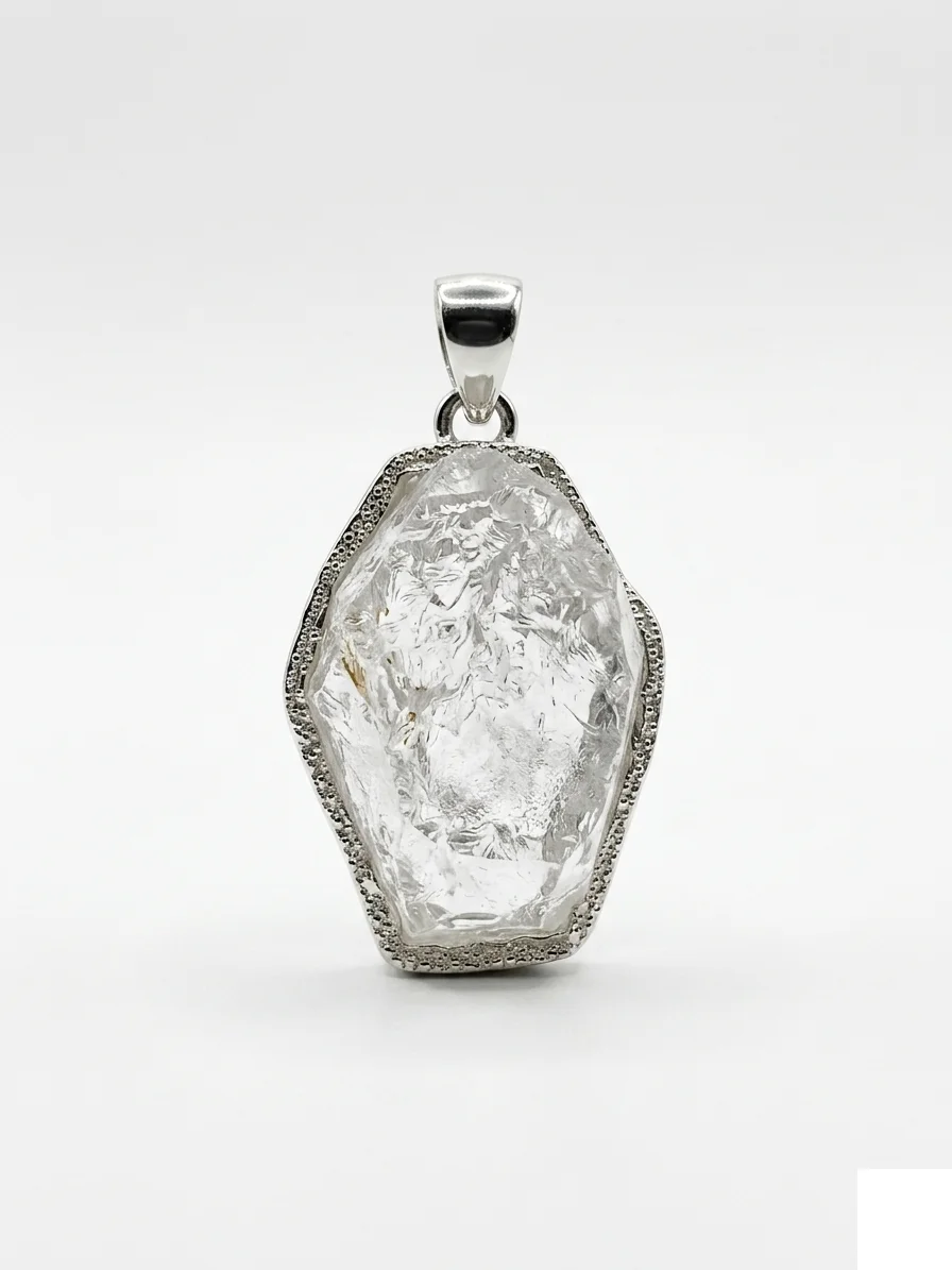 Rough Quartz Circle Pendant - image 1