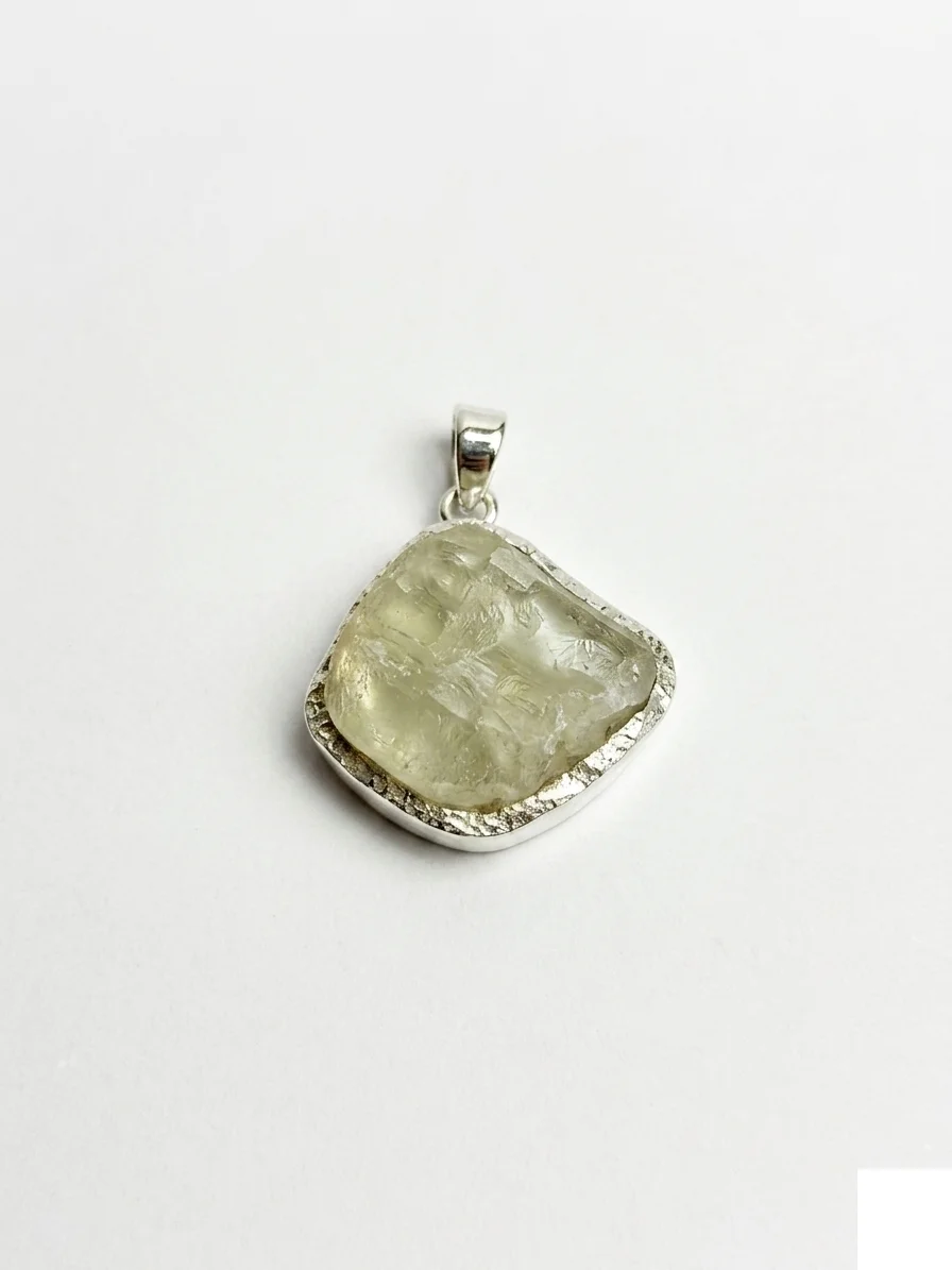 Rough White Agate Square Pendant - image 1