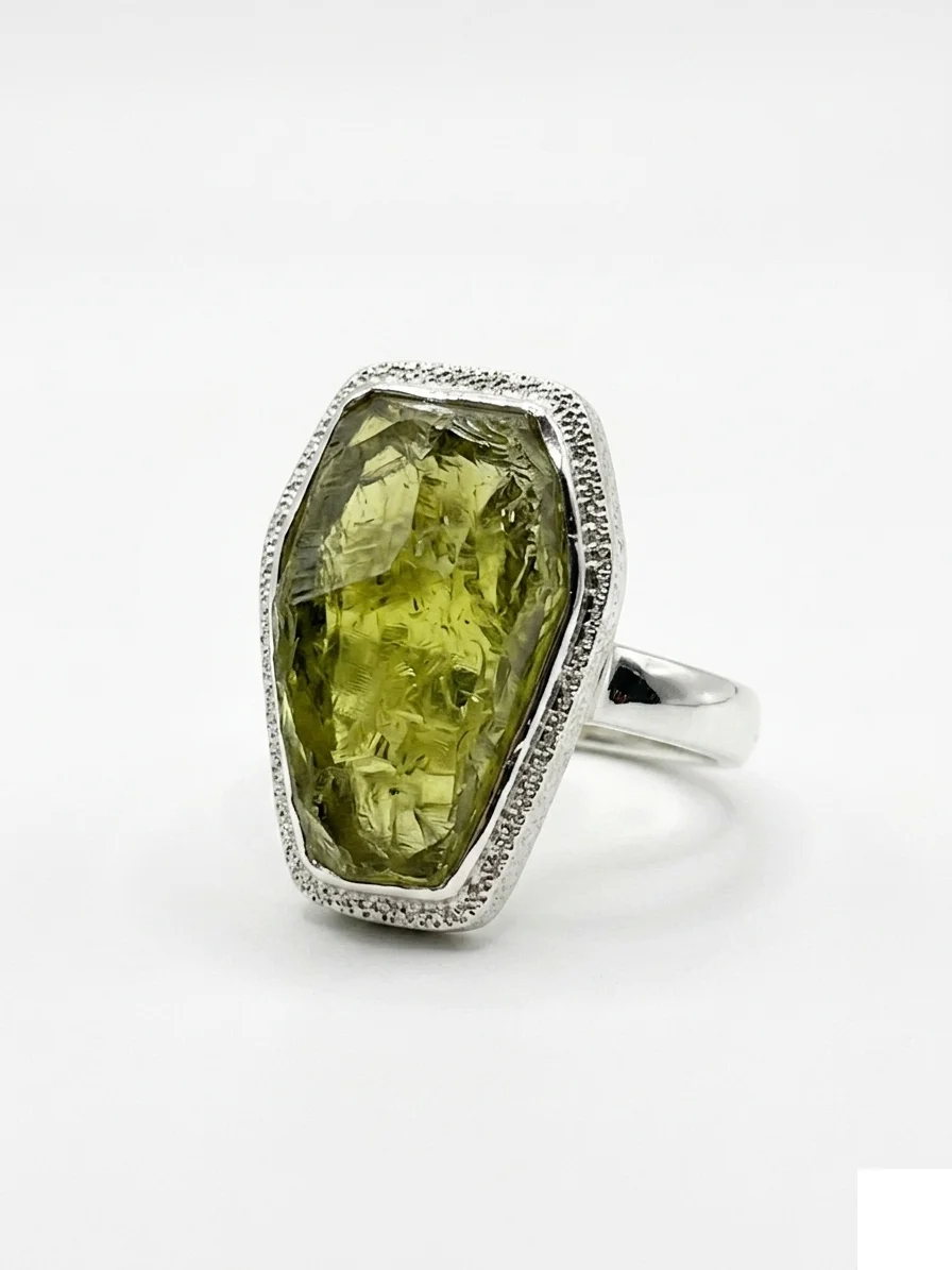 Rough Green Agate Ring - image 1