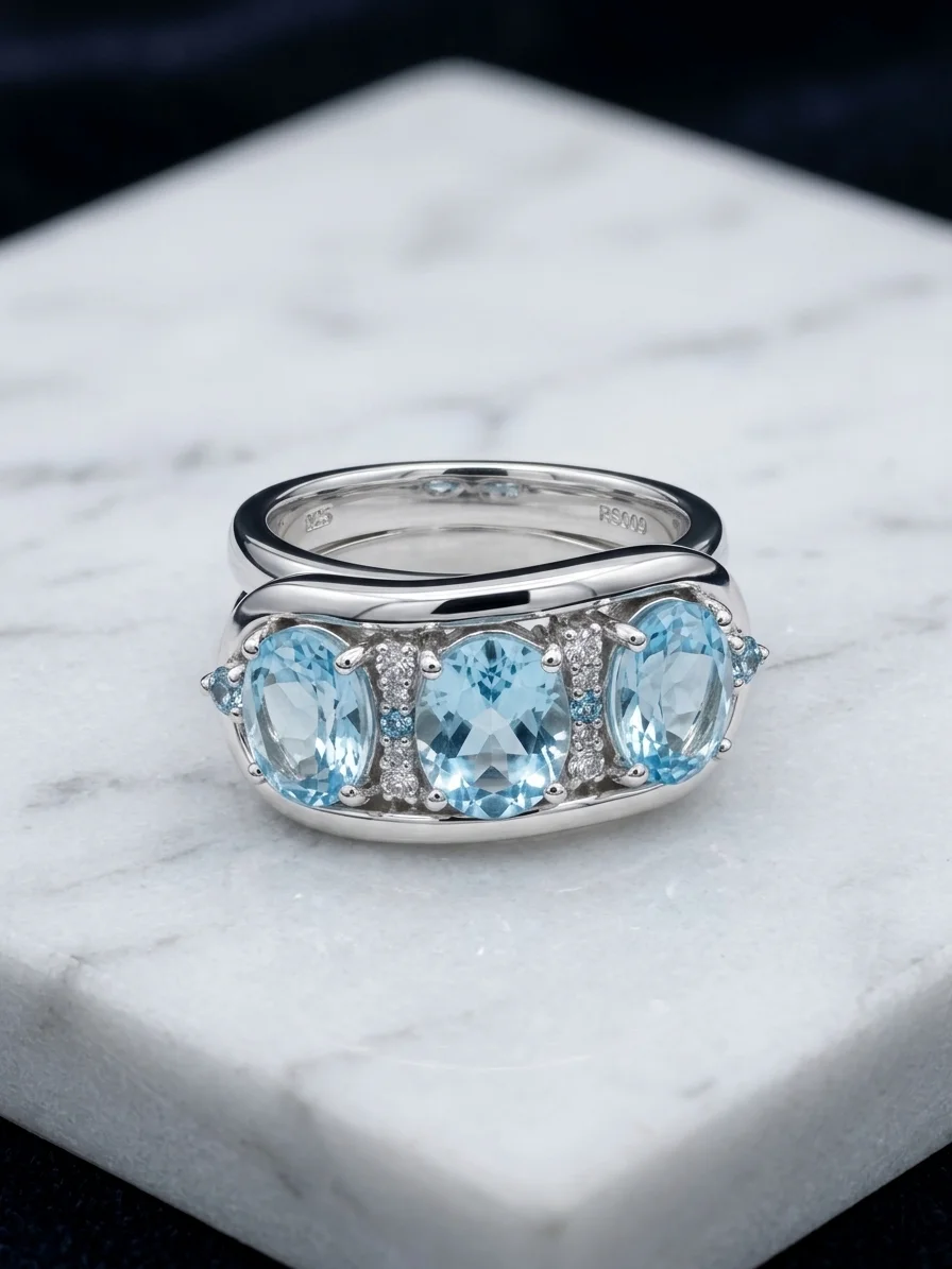Aquamarine Statement Ring - image 1