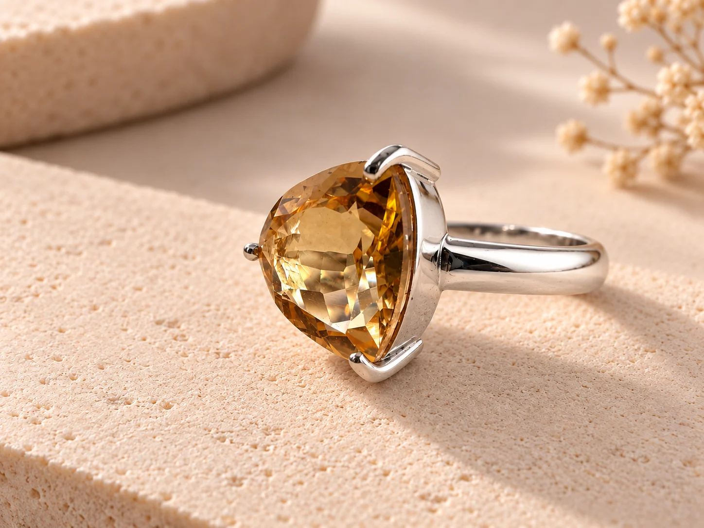 Citrine Triangle Prong Ring - image 1