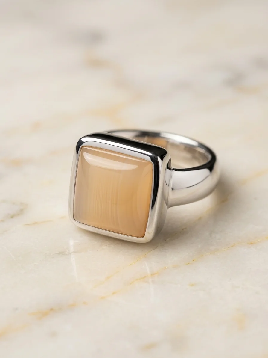 Square Bezel Agate Ring - image 1