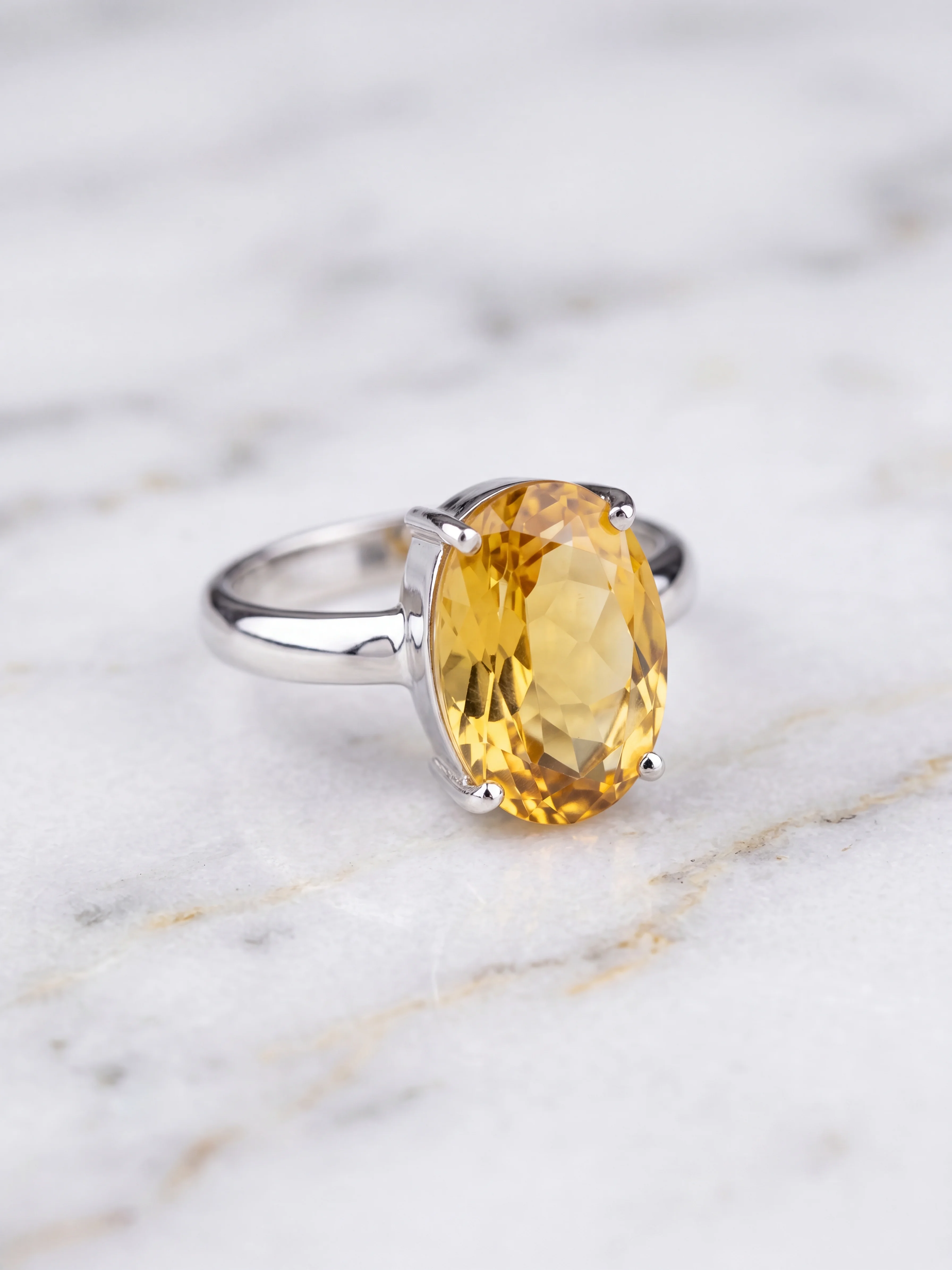 Oval Prong Citrine Ring - image 1