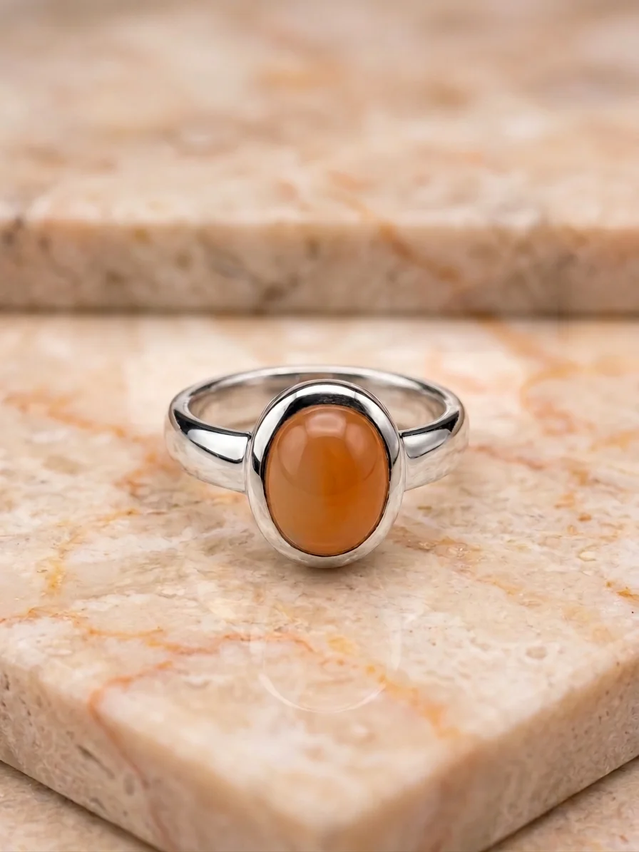Oval Bezel Agate Ring - image 1