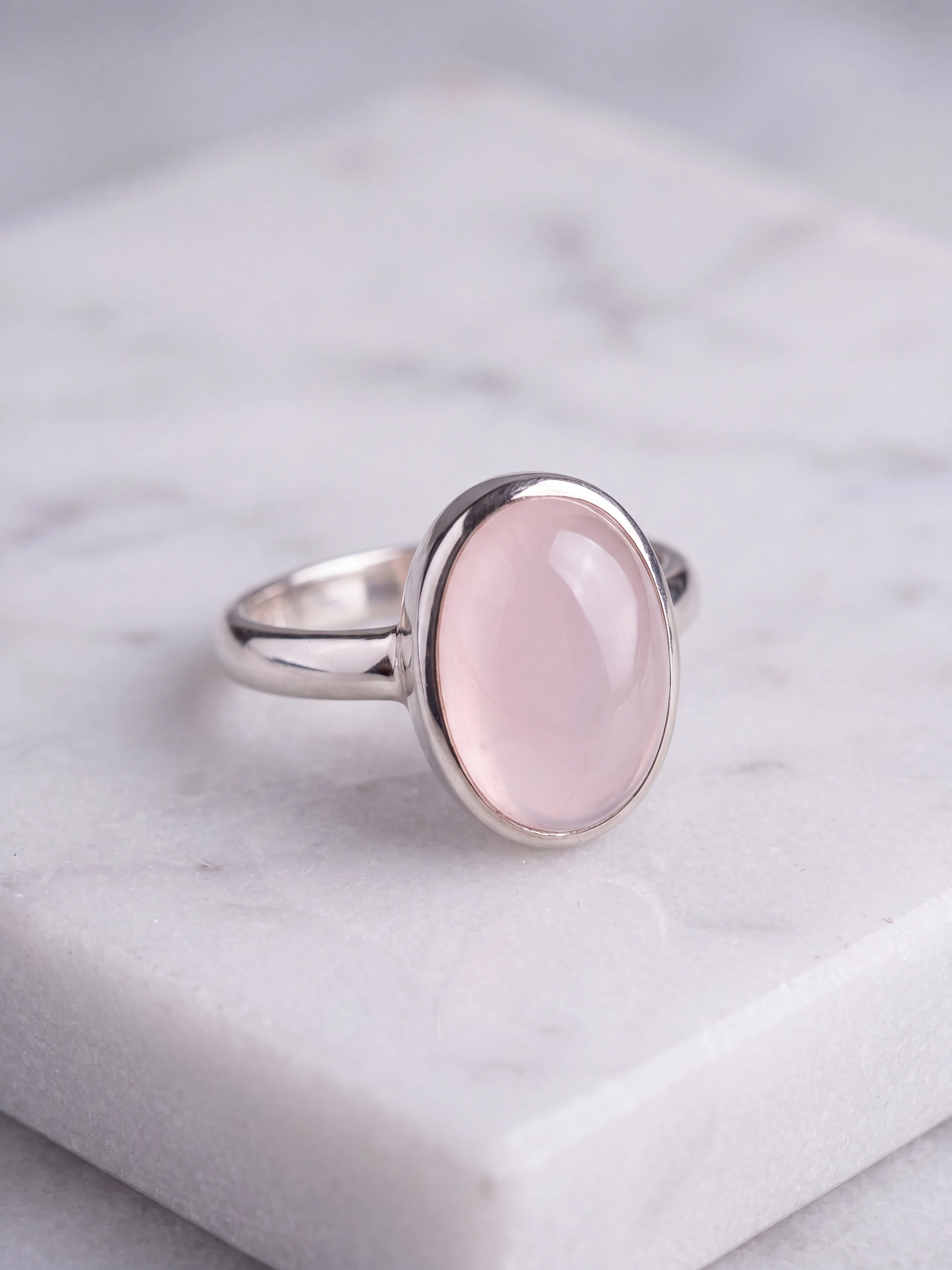 Oval Bezel Pink Quartz Ring - image 1