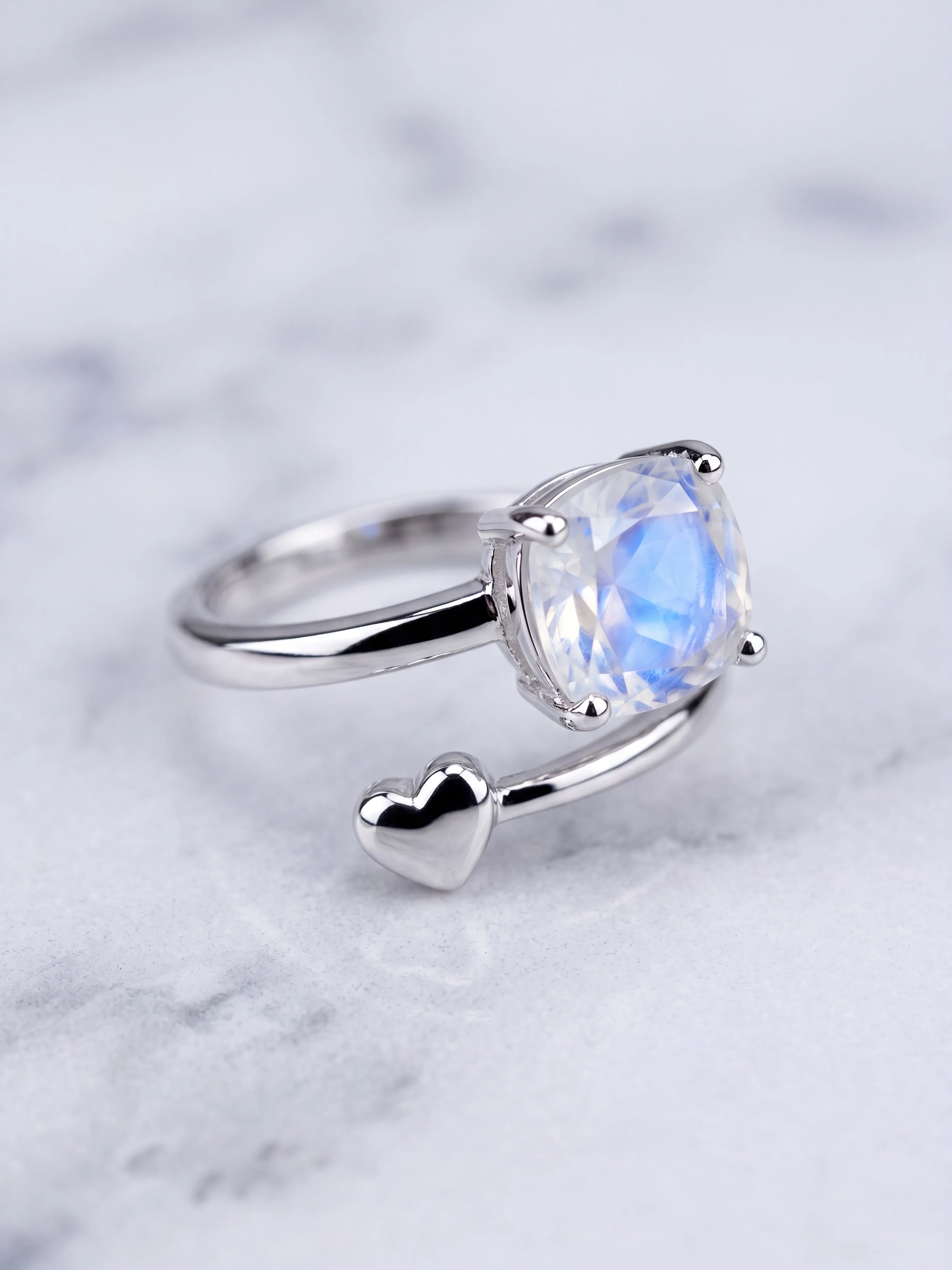 Heart Detail Moonstone Ring - image 1