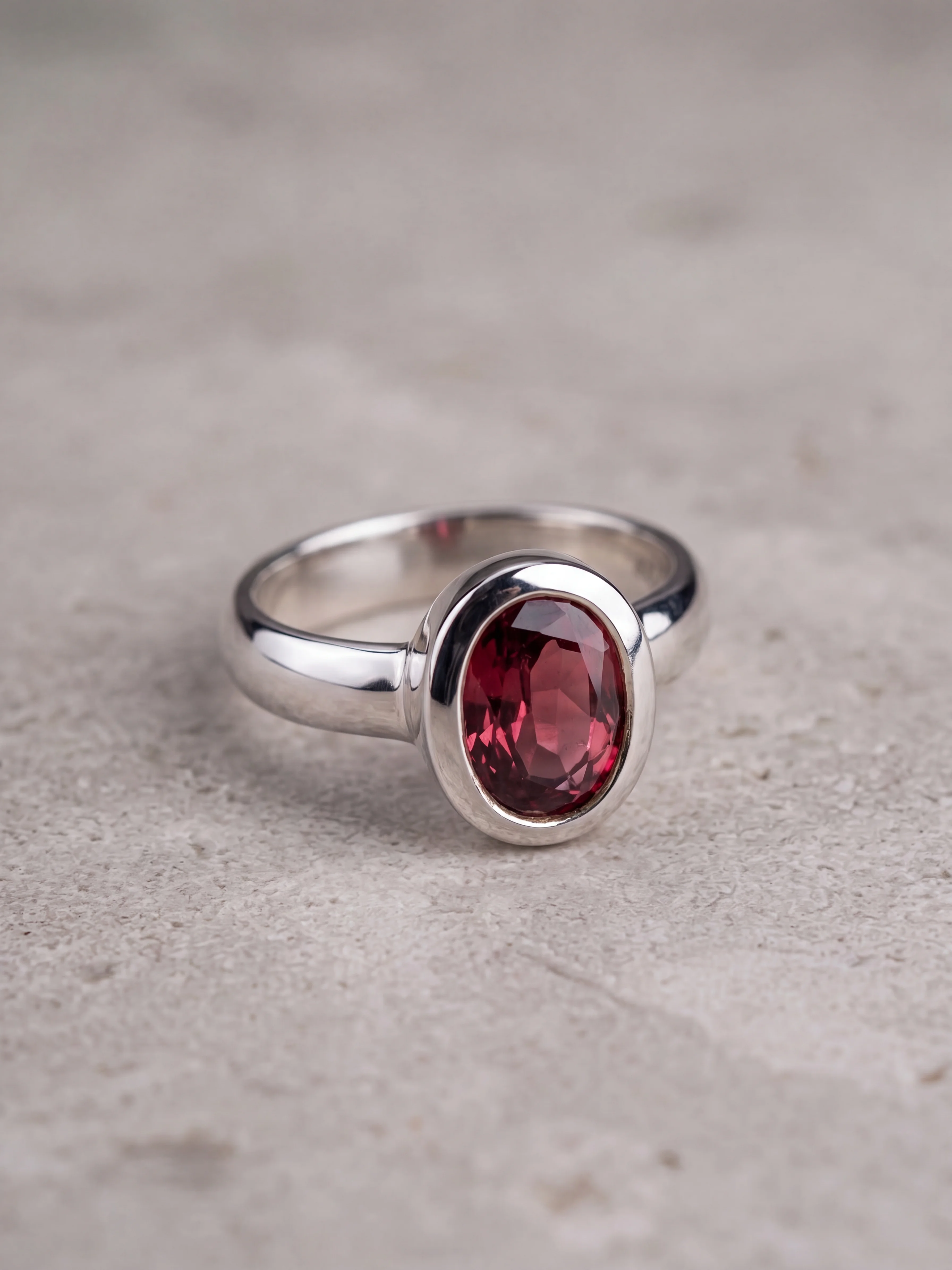 Oval Bezel Garnet Ring - image 1
